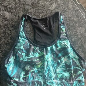 Athleta Blue and Green Sports Bra with Racerback